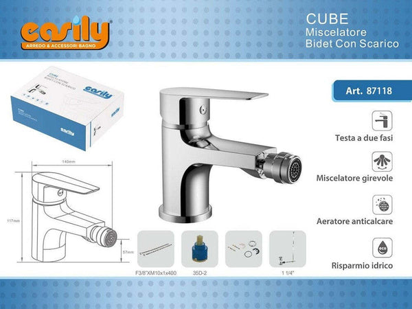 Rubinetto Bidet Miscelatore Monocomando Design Moderno Cromato Classic Cube87118 Fai da te/Attrezzature per cucine e bagni/Attrezzature per bagni/Rubinetti per lavandini bagno Trade Shop italia - Napoli, Commerciovirtuoso.it