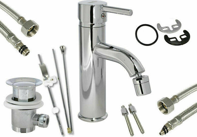 Rubinetto-bidet-moderno-con-beccuccio-orientabile-miscelatore-da-bagno-cromato