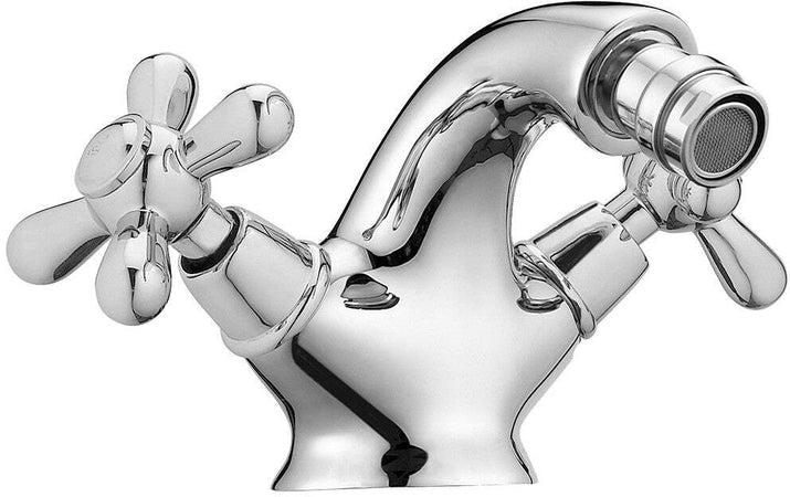 Rubinetto bidet vintage mangilie a stella completo cromato