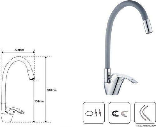 Rubinetto Cucina Canna Alta Silicone Miscelatore Lavello Orientabile 69369 Grigio Casa, arredamento e bricolage > Cucina > Rubinetti Cucina Trade Shop italia - Napoli, Commerciovirtuoso.it