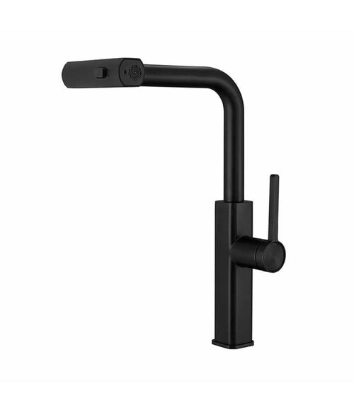 Rubinetto Cucina Estraibile Con Erogatore Girevole 2 Getti Miscelatore Nero 87256