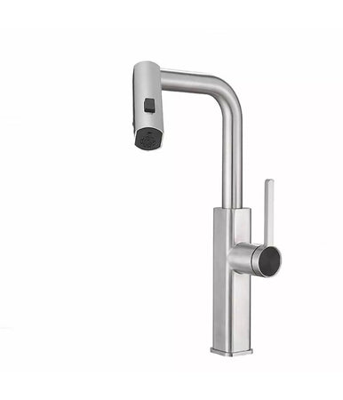 Rubinetto Cucina Estraibile Erogatore Girevole 2 Getti Cromato Miscelatore 87255