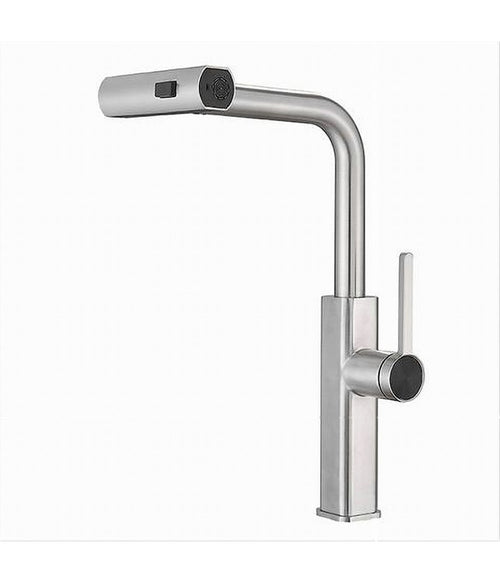Rubinetto Cucina Estraibile Erogatore Girevole 2 Getti Cromato Miscelatore 87255