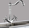 Rubinetto-Cucina-Lavabo-Doppio-Comando-Monoforo-Ottone-Cromato-Lucido-Miscelatore