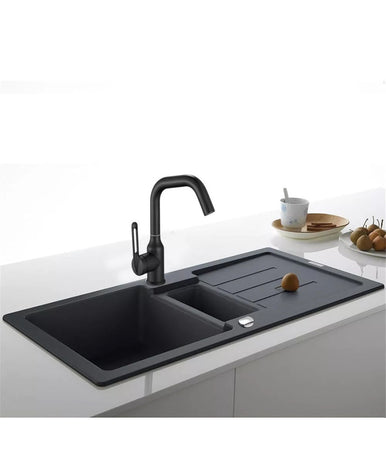 Rubinetto Da Cucina Monocomando Miscelatore Girevole Lavello Nero Satinato 87258