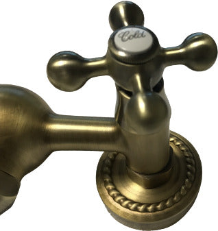 Rubinetto doccia bronzato, vecchio ottone maniglie a stella rosoni decorati