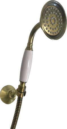Rubinetto doccia bronzato, vecchio ottone maniglie a stella rosoni decorati