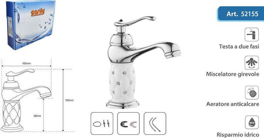 Rubinetto Lavabo Brillantini Miscelatore Bagno Monoforo Argento 52155 Canna Bassa Fai da te/Attrezzature per cucine e bagni/Attrezzature per bagni/Rubinetti per lavandini bagno Trade Shop italia - Napoli, Commerciovirtuoso.it