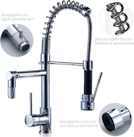 RUBINETTO LAVABO CUCINA CANNA ALTA DOPPIO MISCELATORE MONOCOMANDO ESTRAIBILE Fai da te/Attrezzature per cucine e bagni/Impianti per la cucina/Rubinetti da cucina/Rubinetti per lavelli da cucina Trade Shop italia - Napoli, Commerciovirtuoso.it