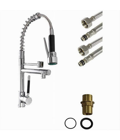 Rubinetto Lavello Cucina A 2 Vie Orientabile Con Doccetta In Ottone Cromato 59286