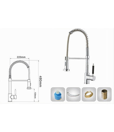 Rubinetto Miscelatore Con Doccetta Lavello Isola Per Cucina Canna Alta 87466