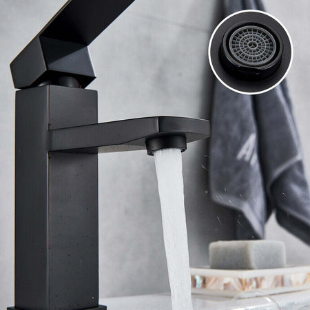 Rubinetto miscelatore da bagno lavabo squadrato nero opaco