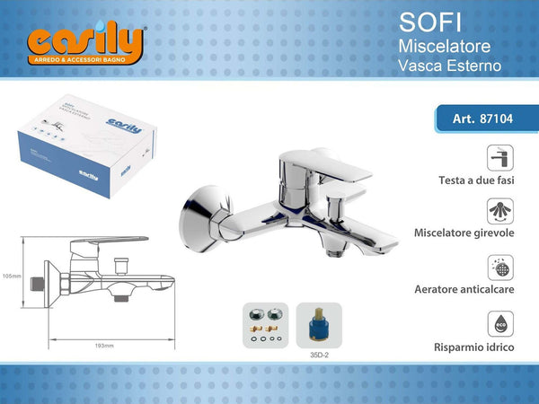 Rubinetto Miscelatore Gruppo Vasca Da Bagno Cromato Con Attacco Doccia Sofi87104 Fai da te/Attrezzature per cucine e bagni/Attrezzature per bagni/Rubinetti per lavandini bagno Trade Shop italia - Napoli, Commerciovirtuoso.it