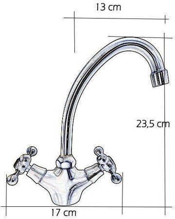 Rubinetto miscelatore maniglie a stella bronzato canna a cigno