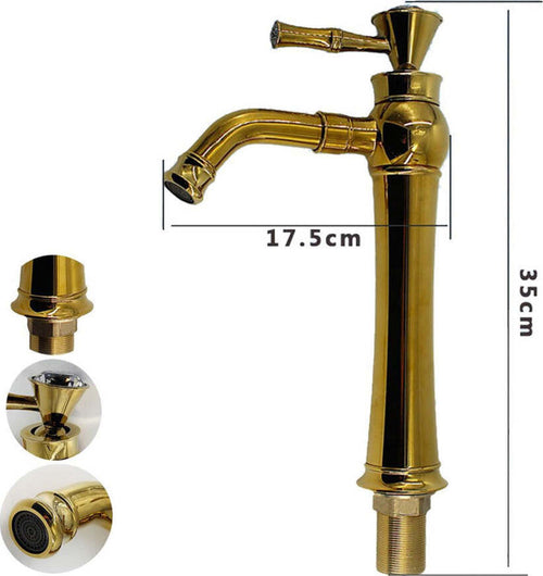 Rubinetto-Miscelatore-Monocomando-Lavabo-Lavello-Cucina-Alto-Ottone-Dorato-Oro