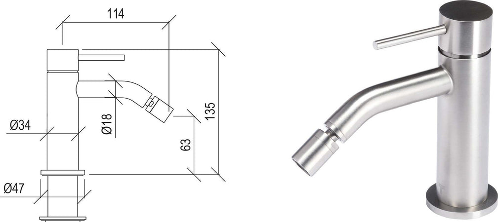 Rubinetto-Miscelatore-per-bidet-in-acciaio-inox-316L-spazzolato-Tubico-Tevere