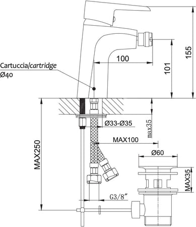 Rubinetto miscelatore per bidet lavabo