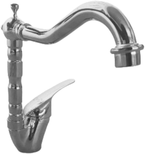 Rubinetto miscelatore per cucina con canna alta decorata vintage, completo