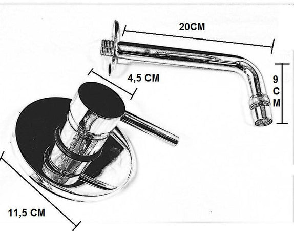 Rubinetto miscelatore Per Lavabo A Parete Con Maniglia A Stick