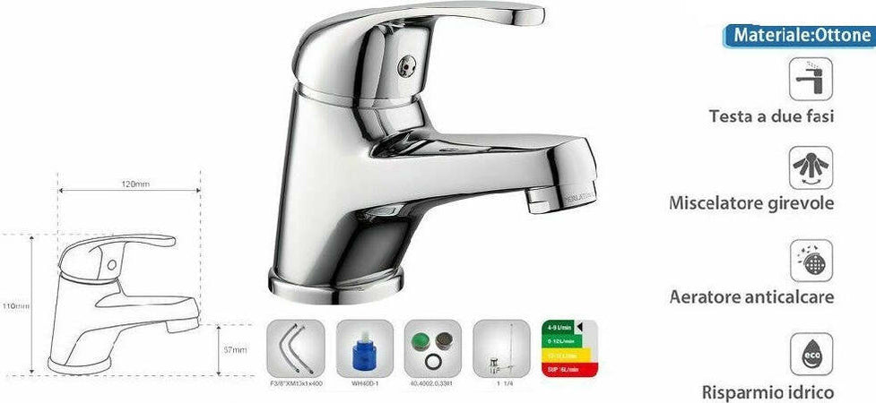 Rubinetto Miscelatore Per Lavabo Da Bagno Materiale Ottone Cromato Taranto Casa, arredamento e bricolage > Accessori Bagno > Rubinetti Bagno Trade Shop italia - Napoli, Commerciovirtuoso.it