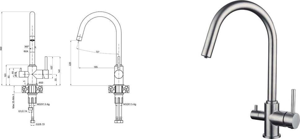 Rubinetto-Miscelatore-per-lavello-a-3-vie-con-flusso-separato-in-acciaio-inox-Tubico-Kitchen-River
