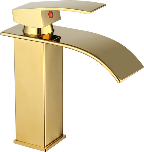 Rubinetto Oro Da Bagno Design Moderno A Cascata Miscelatore Monocomando Dorato Rubinetti Bagno Trade Shop italia - Napoli, Commerciovirtuoso.it