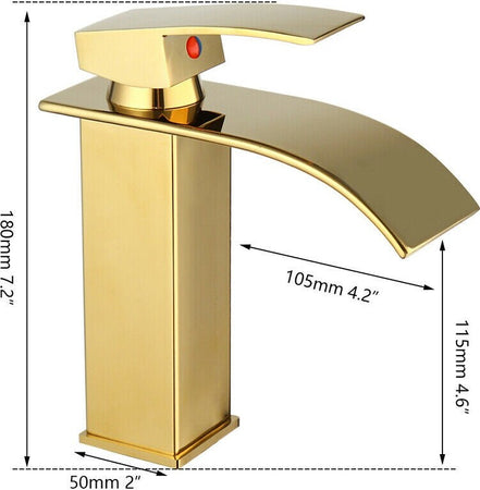 Rubinetto Oro Da Bagno Design Moderno A Cascata Miscelatore Monocomando Dorato Rubinetti Bagno Trade Shop italia - Napoli, Commerciovirtuoso.it