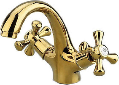 Rubinetto Per Bagno Da Lavabo Miscelatore Doppia Manopola In Ottone Oro Lucido Fai da te/Attrezzature per cucine e bagni/Attrezzature per bagni/Rubinetti per lavandini bagno Trade Shop italia - Napoli, Commerciovirtuoso.it