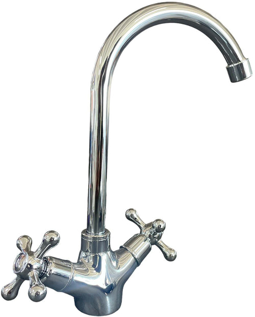 Rubinetto per bagno o cucina canna ad ombrello, stile vintage, in ottone pesante