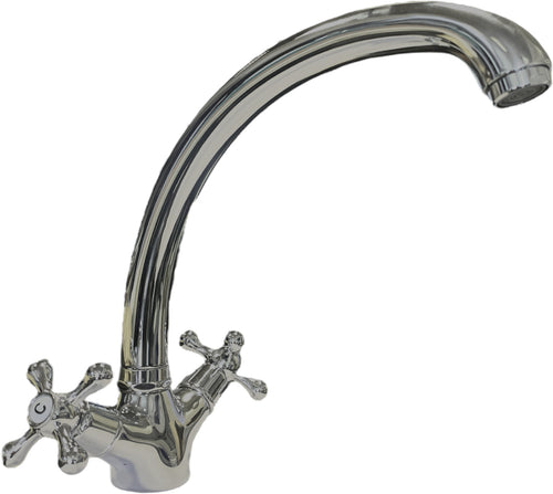 Rubinetto per bagno o cucina Epoca Vintage Alto Maniglie A Stella, Cromato In Ottone
