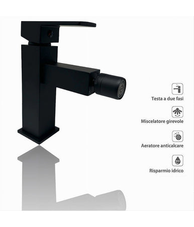 Rubinetto Per Bagno Ultra Moderno Miscelatore Orientabile Bidet Nero Opaco 87208