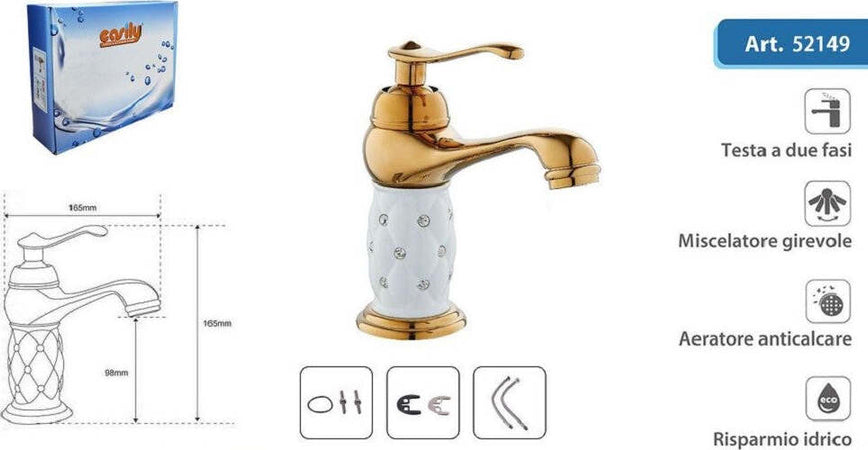 Rubinetto Per Lavabo Con Brillantini Miscelatore Bagno Monoforo Oro Basso 52149 Fai da te/Attrezzature per cucine e bagni/Attrezzature per bagni/Rubinetti per lavandini bagno Trade Shop italia - Napoli, Commerciovirtuoso.it