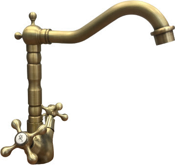 Rubinetto per lavabo cucina bronzato stile vintage lavorato