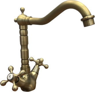 Rubinetto per lavabo cucina bronzato stile vintage lavorato