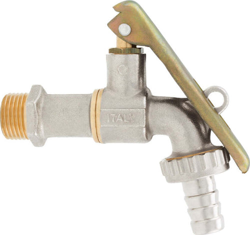 Rubinetto portagomma a sfera con portalucchetto corpo in ottone nichelato Giardino e giardinaggio/Attrezzi da giardino e attrezzature per l'irrigazione/Attrezzature per l'irrigazione/Rubinetti La Zappa - Altamura, Commerciovirtuoso.it