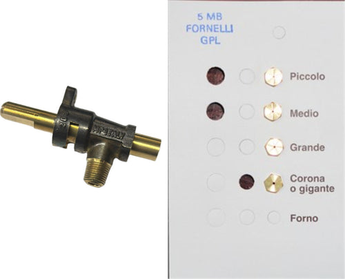 Rubinetto-+-ugelli-5-MB-GPL-per-fuochi-fornello-a-gas-Parker-originale