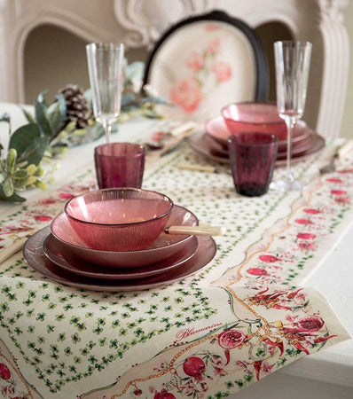 Runner Buon Augurio Blumarine con Fiori Rosso 50x150 cm 100% Lino Casa e cucina/Tessili per la casa/Tessili da cucina/Runner La Bottega del Risparmio - Bari, Commerciovirtuoso.it