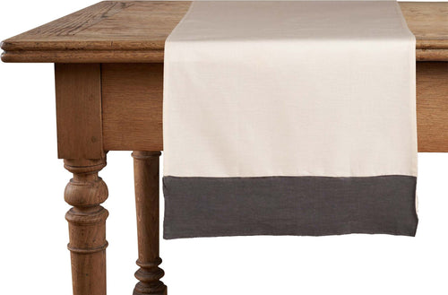 Runner In Misto Lino Con Elegante Bordo Applicato Made In Italy Naturale/antracite Casa e cucina/Tessili per la casa/Tessili da cucina/Runner Vanita di raso - Sesto San Giovanni, Commerciovirtuoso.it