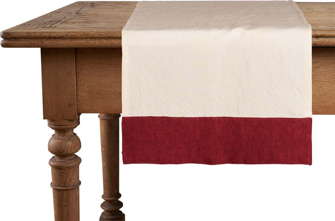 Runner In Misto Lino Con Elegante Bordo Applicato Made In Italy Naturale/bordeaux Casa e cucina/Tessili per la casa/Tessili da cucina/Runner Vanita di raso - Sesto San Giovanni, Commerciovirtuoso.it
