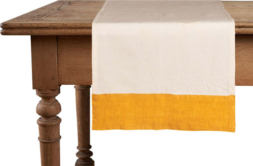 Runner In Misto Lino Con Elegante Bordo Applicato Made In Italy Naturale/ocra Casa e cucina/Tessili per la casa/Tessili da cucina/Runner Vanita di raso - Sesto San Giovanni, Commerciovirtuoso.it