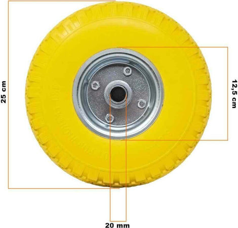 Ruota Piena Antiforatura Pu Gialla Carrello Carriola 25cm Cerchio In Acciaio Casa, arredamento e bricolage > Bricolage e fai da te > Ruote Girevoli Trade Shop italia - Napoli, Commerciovirtuoso.it