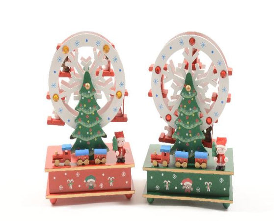 Ruota panoramica carillon in legno per decorazione natalizia