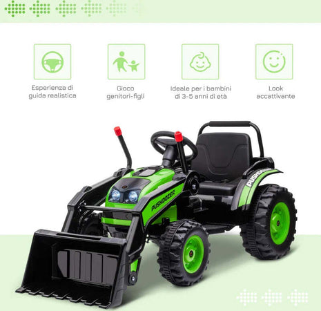 Ruspa-Giocattolo-per-Bambini-3-5-Anni-a-Batteria-6V-con-Suoni-e-Luci,-132x62x65-cm,-Verde-WA1370-167V90GNWA1