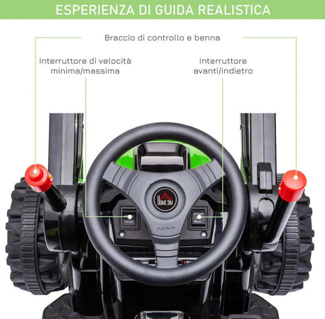 Ruspa-Giocattolo-per-Bambini-3-5-Anni-a-Batteria-6V-con-Suoni-e-Luci,-132x62x65-cm,-Verde-WA1370-167V90GNWA1