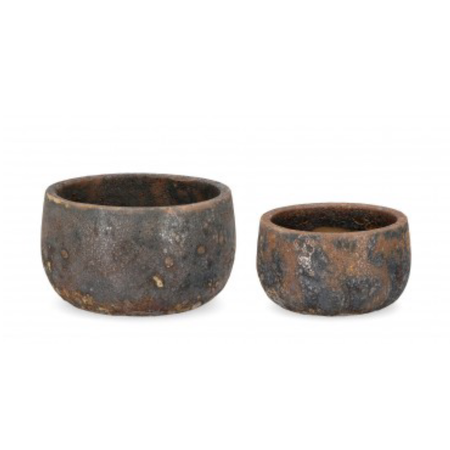 Set 2 PortaVaso Duyen Tondo in terra cotta smaltata per uso interno ed esterno.