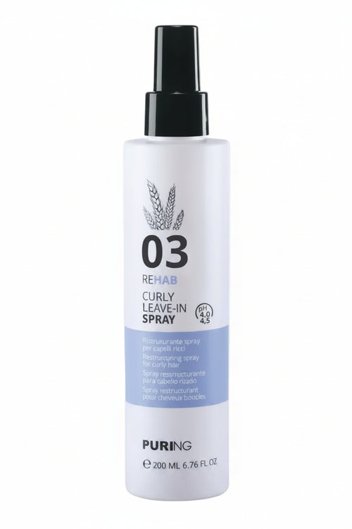 Spray Leave-In Ricci Puring Rehab 03 – Ristrutturante Anticrespo con Proteine Seta e Grano, Idratante e Definizione Ricci