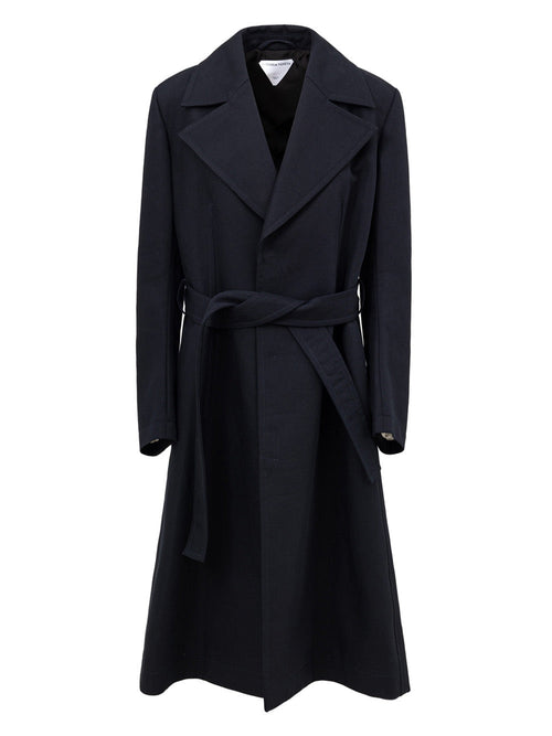 Bottega Veneta Trench Double Cotton Canvas in Blu da donna