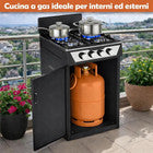 CUCINA A GAS 4 FUOCHI - FORNELLO A GAS 4 FUOCHI CON VANO   PORTABOMBOLA | NERO