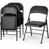 Set 4 Sedie Nere in Metallo e Seduta in Ecopelle Imbottita Sedia Ergonomica