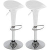 Set 2 Sgabelli Cucina Regolabile Acciaio e ABS Sgabello Girevole Bianco Casa Bar